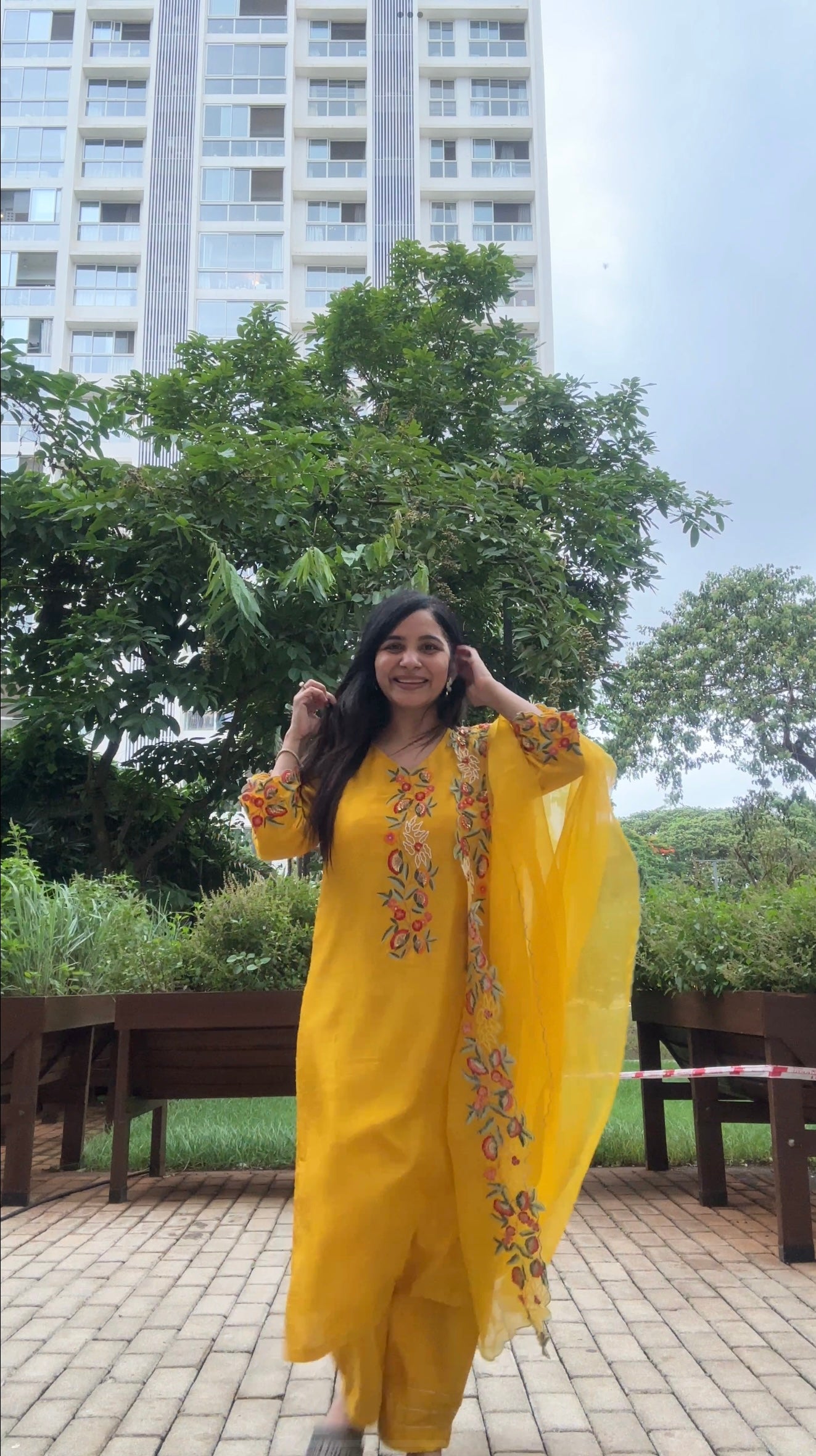 3D Gota Flower Kurta Set