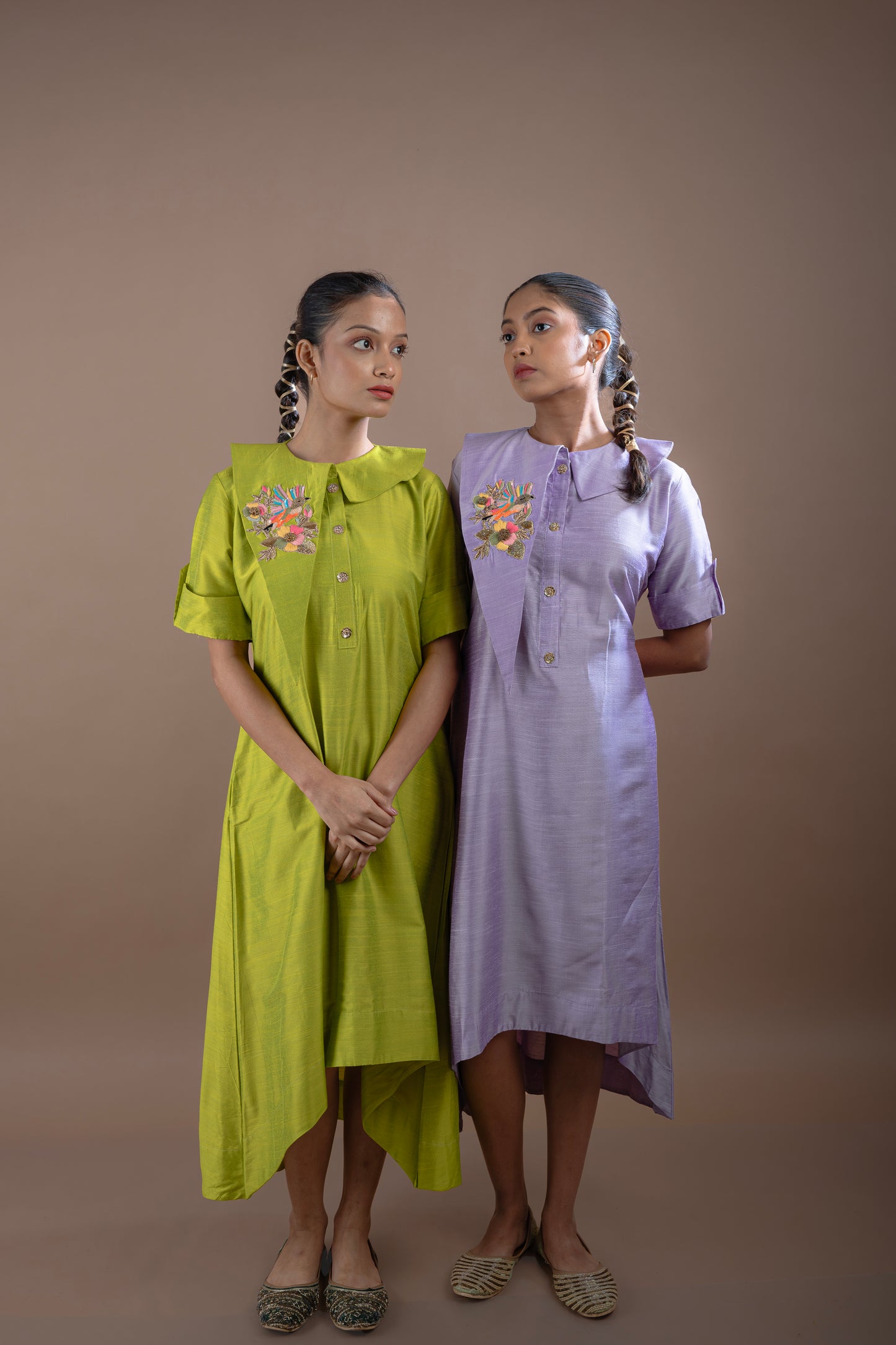 Collar Embroidered Asymmetrical dress