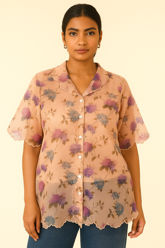 Scallop Organza Shirt