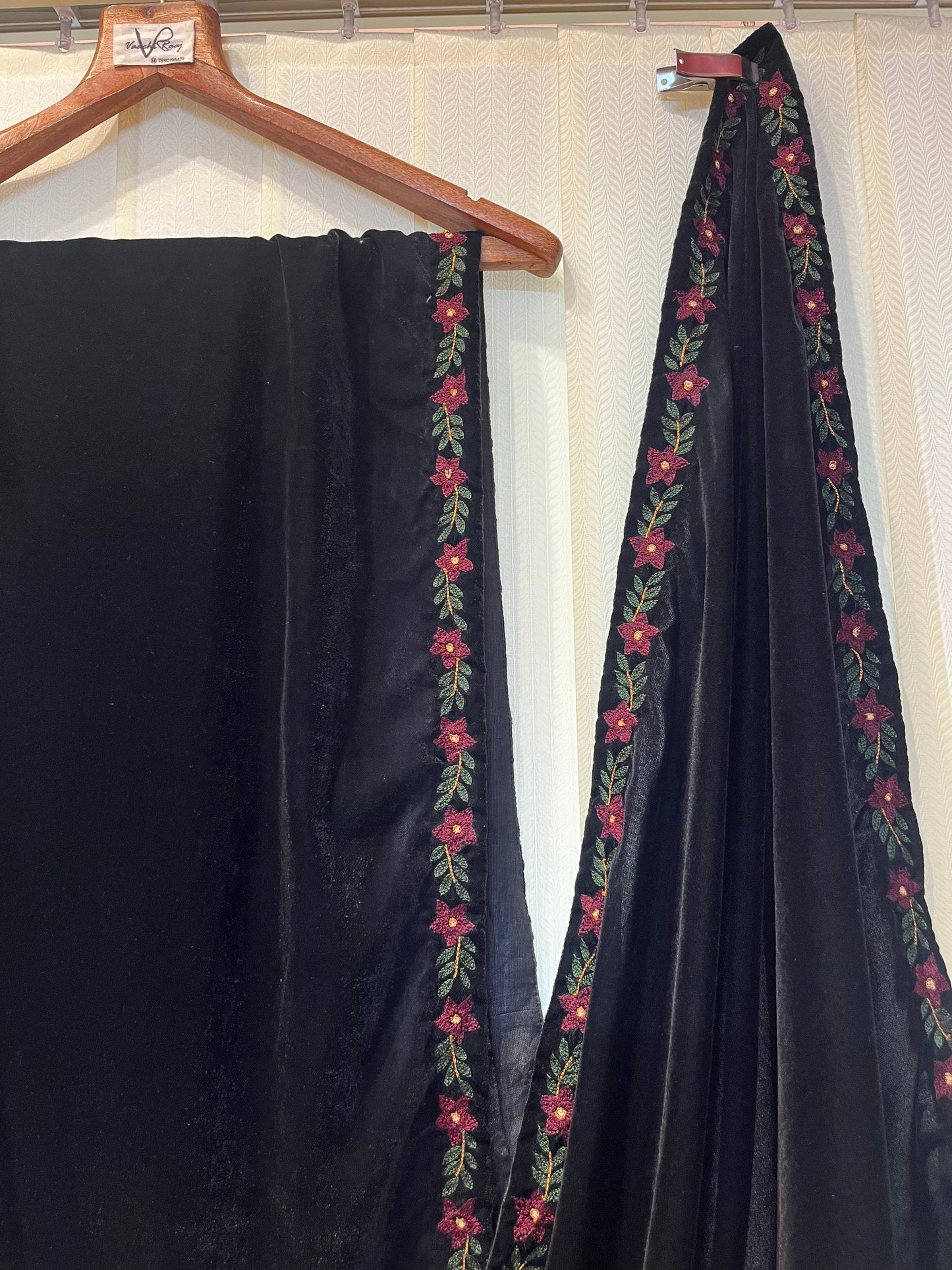 Floral Velvet Shawl