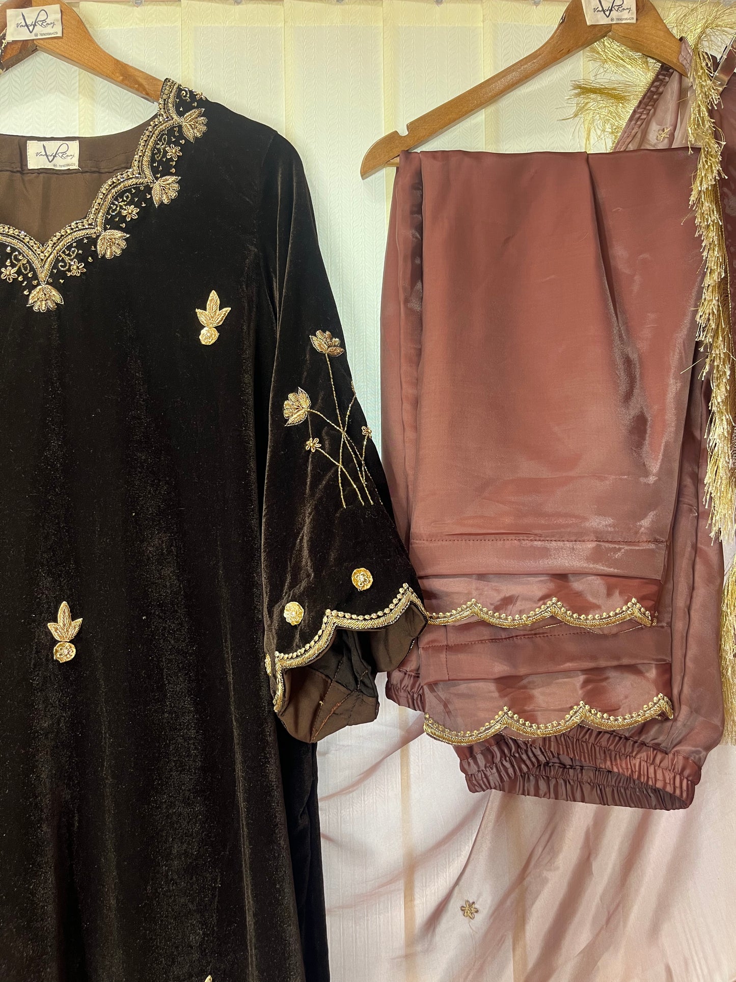 Velvet Hand Embroidered kurta set