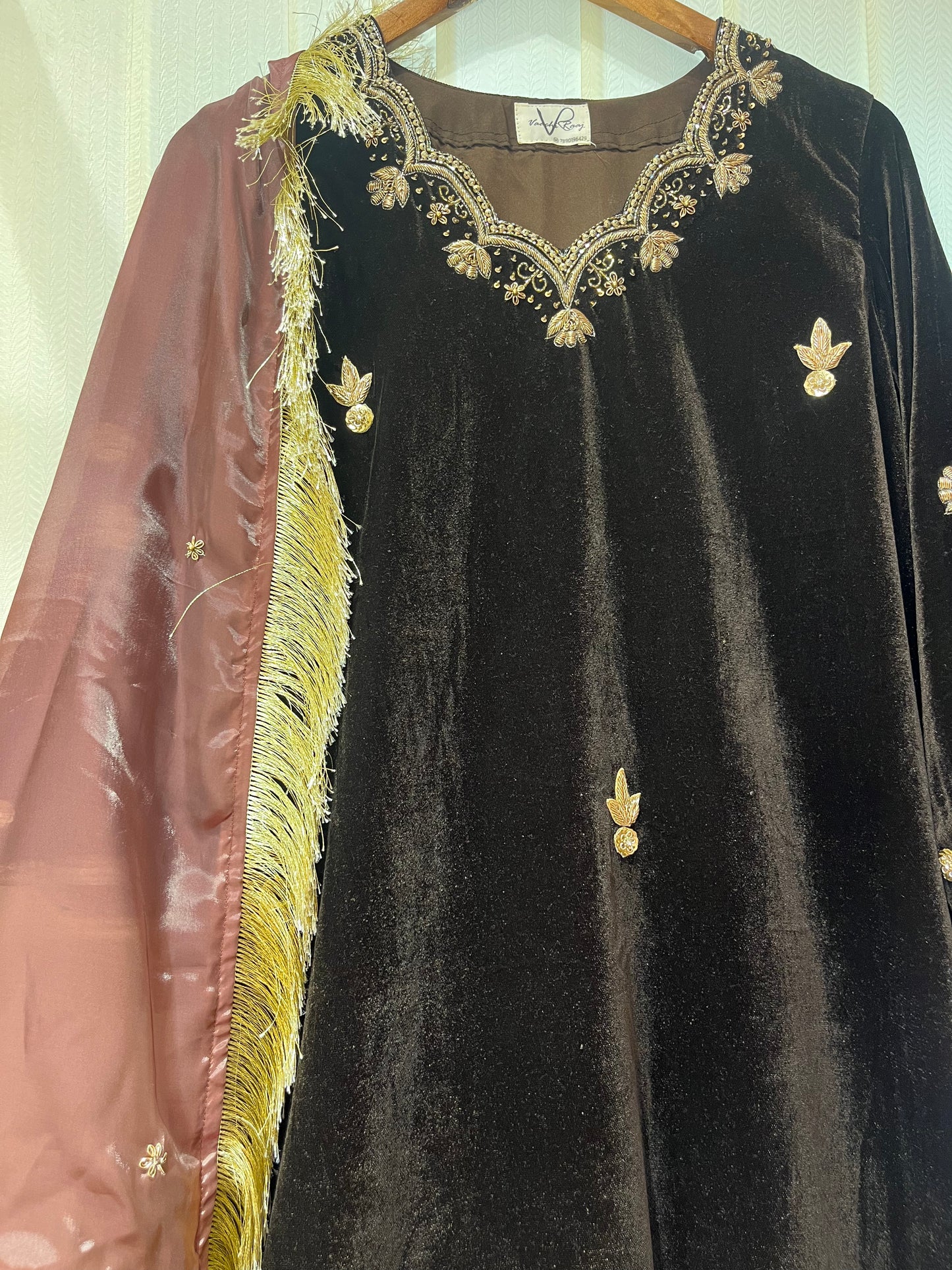 Velvet Hand Embroidered kurta set