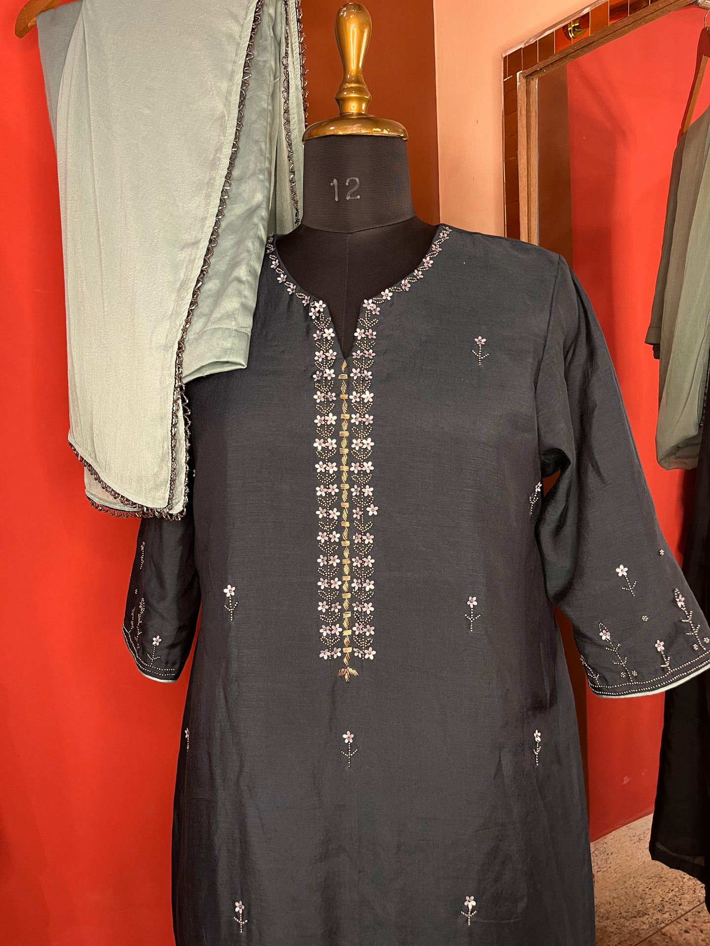 Silver Floral kurta set