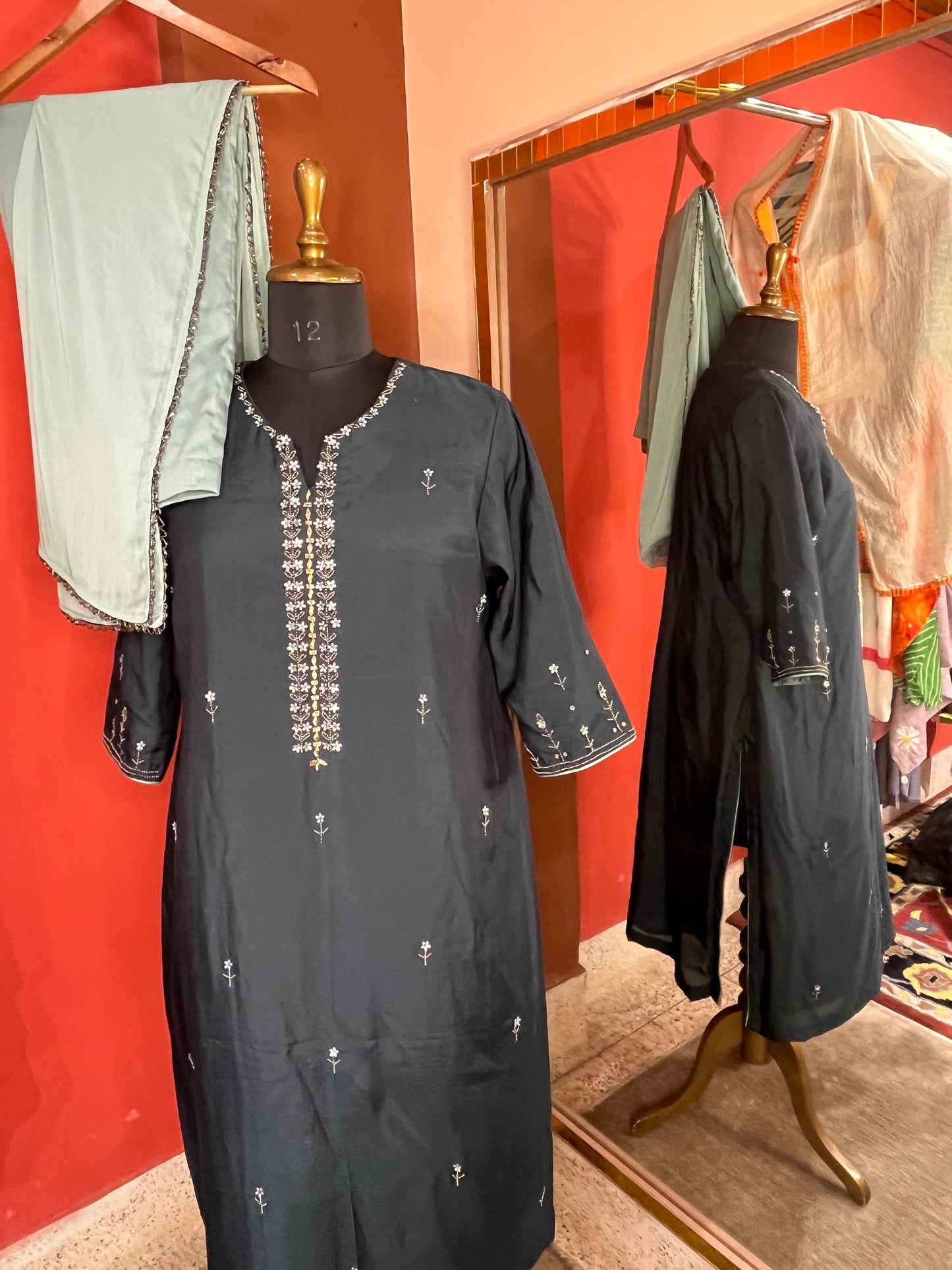 Silver Floral kurta set