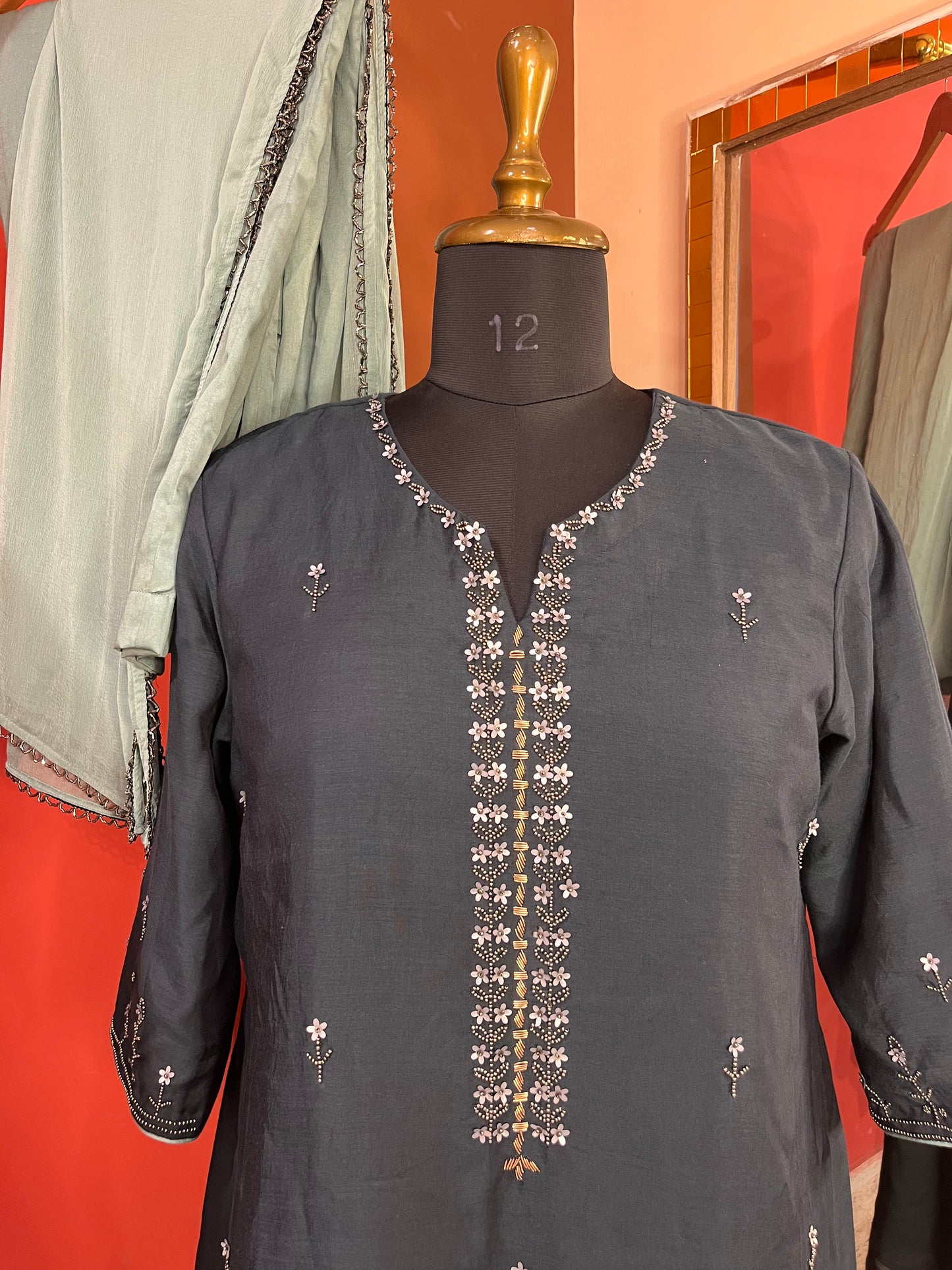 Silver Floral kurta set